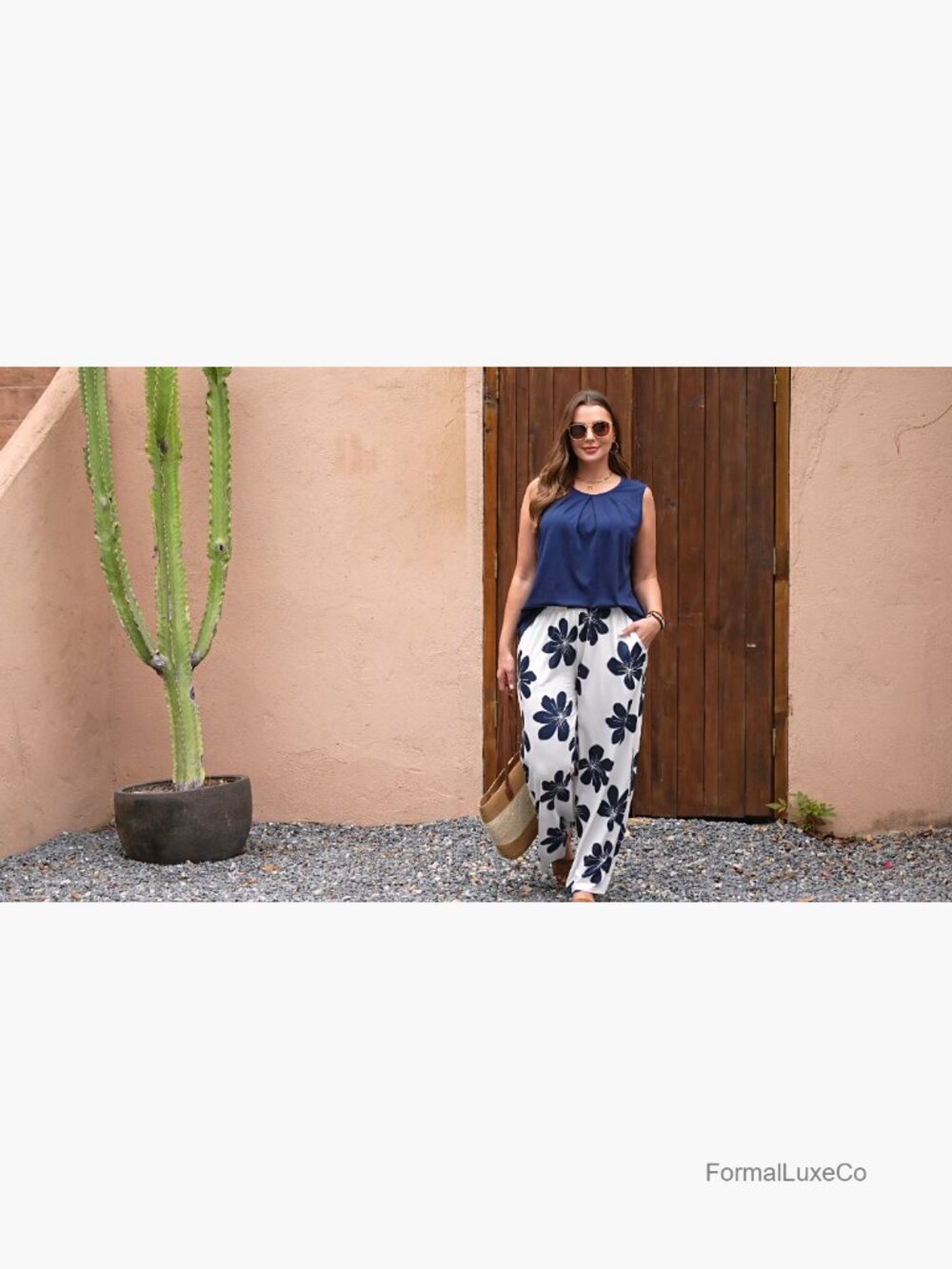 Two Piece Sets for Women Summer Cruise Travel Wide Leg Pants Set Tank Top - Picture 5 of 7